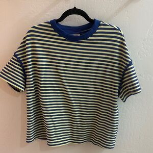 Forever 21 Blue and Yellow Striped Tee